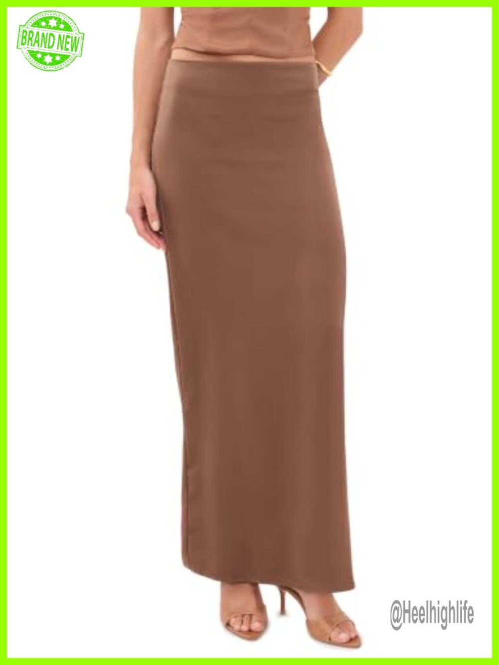Lioness Satin Maxi Skirt Full High Rise Back Slit